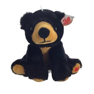 Canada Maple Leaf Paw Black Bear‎ Plush Stuffed Animal Toy 8.5" x 9" New NWT